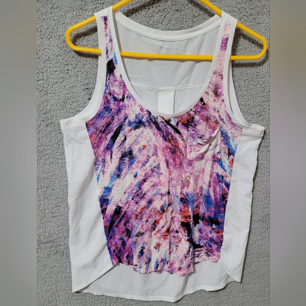 Calvin Klein Colorful Tank Top Medium.Semi Sheer